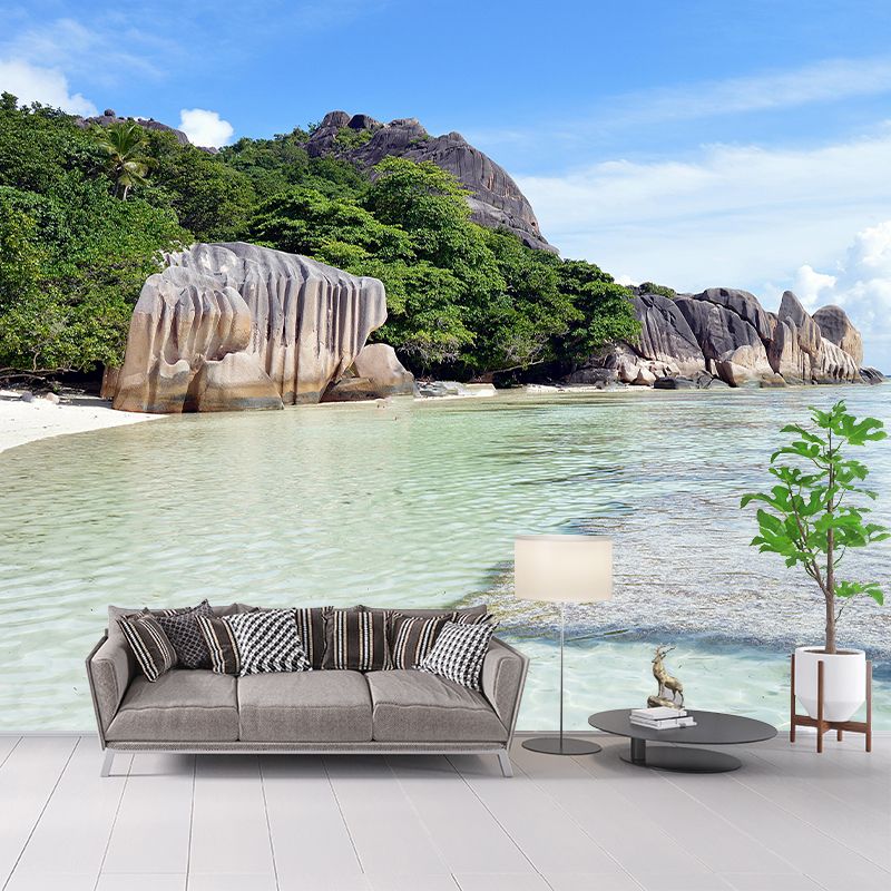 Contemporary Sea Wall Mural Environment Friendly Wallpaper for Sitting Room