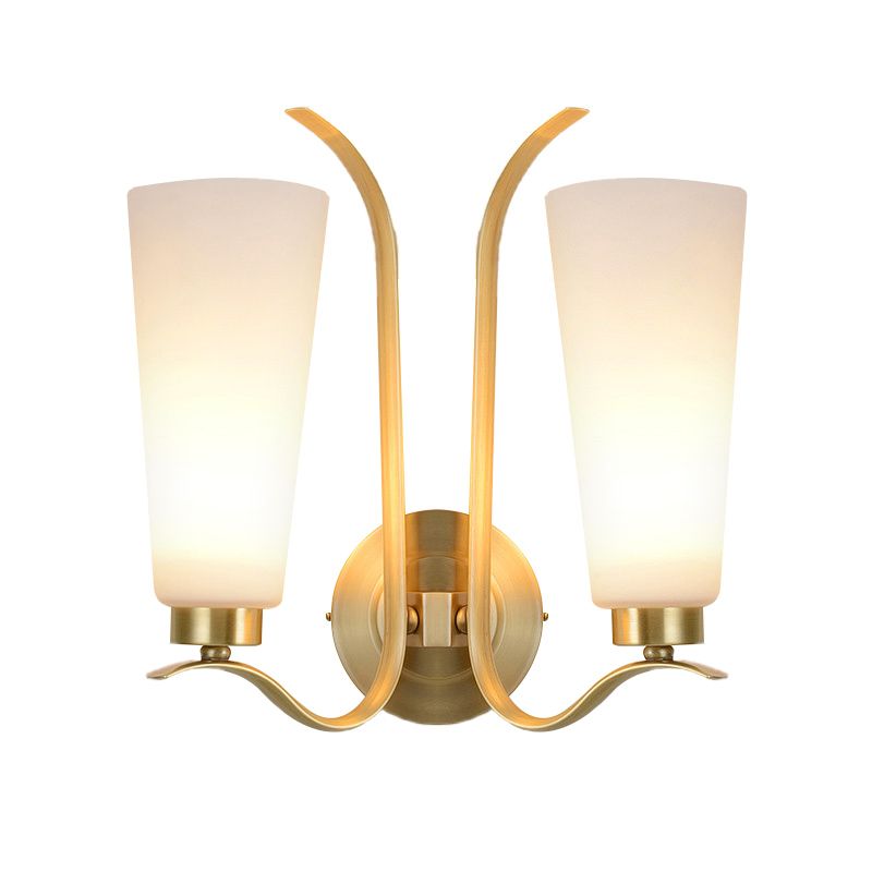 Côté de lampe murale en laiton en laiton blanc