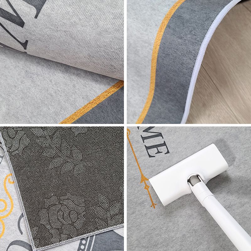 Grey Geometric Pattern Carpet Modern Polyester Area Rug Non-Slip Backing Area Rug for Living Room