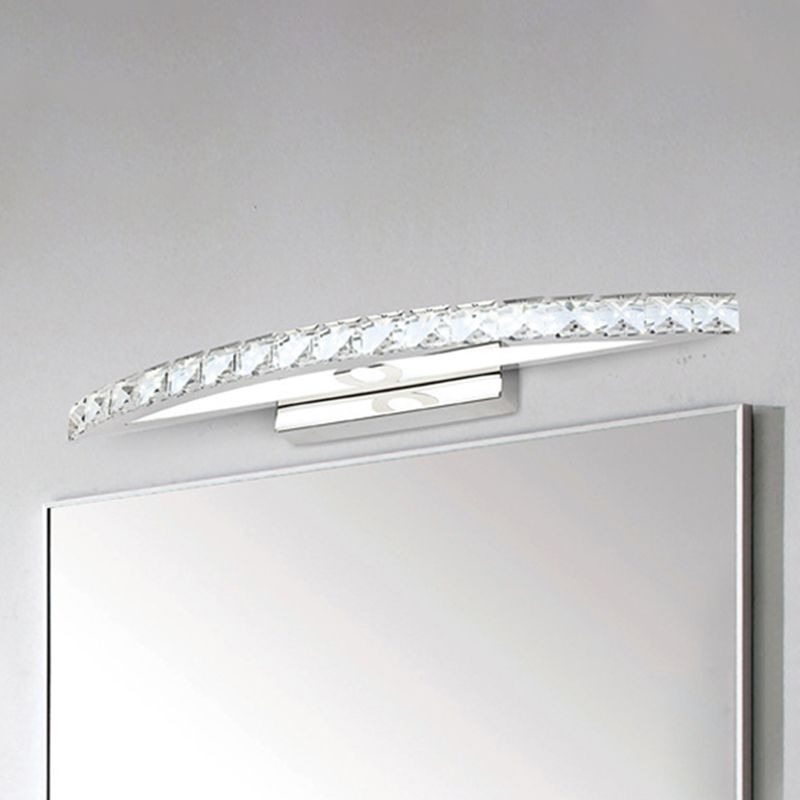 Éclairage de vanité en forme d'archers Crystal Crystal Silver Mury Lumière en lumière chaude / blanche pour salle de bain, 17 "/ 21" /27,5 "de large