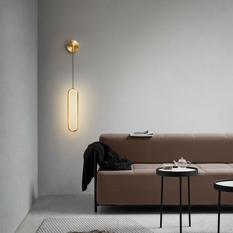 Oval Wall Mount Light Fixture Simplicity Style Metal LED Bedroom Wall Light Sconce