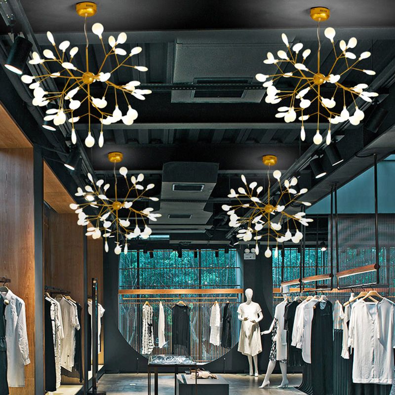 Glowworm Suspended Lighting Fixture Multi-Head Hanging Pendant Lights for Living Room