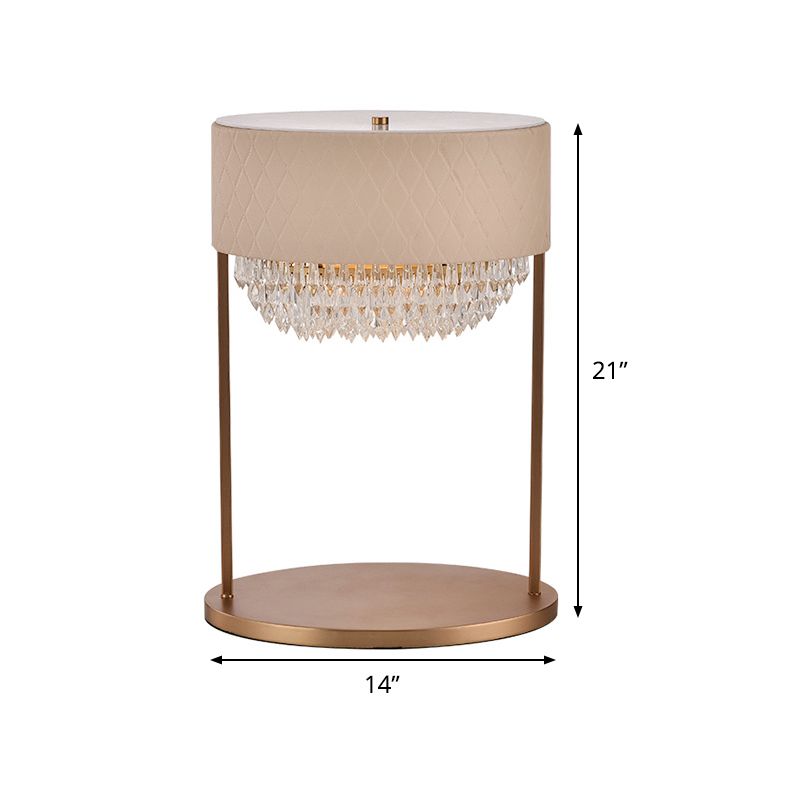 Lampe de bureau à plusieurs niveaux moderniste 1 bulbe à facette de table en cristal clair avec de l'ombre en cuir