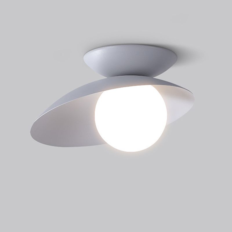 Single Black Flush Mount Lighting Unique Metal LED Ceiling Light
