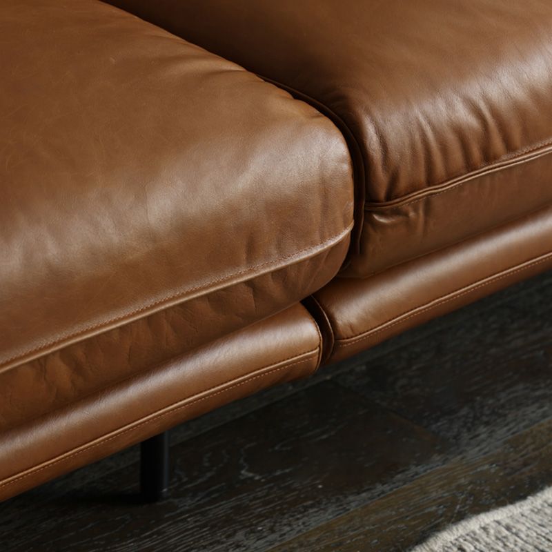 Contemporary 31.49" High Sofa Genuine Leather Tuxedo Arm Sofa