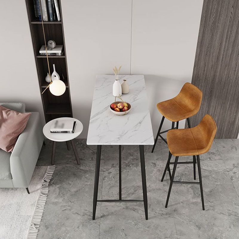 Industrial Black Metal Bar Table Faux Marble Rectangle Top Bistro Table - 47" x 23" x 41"