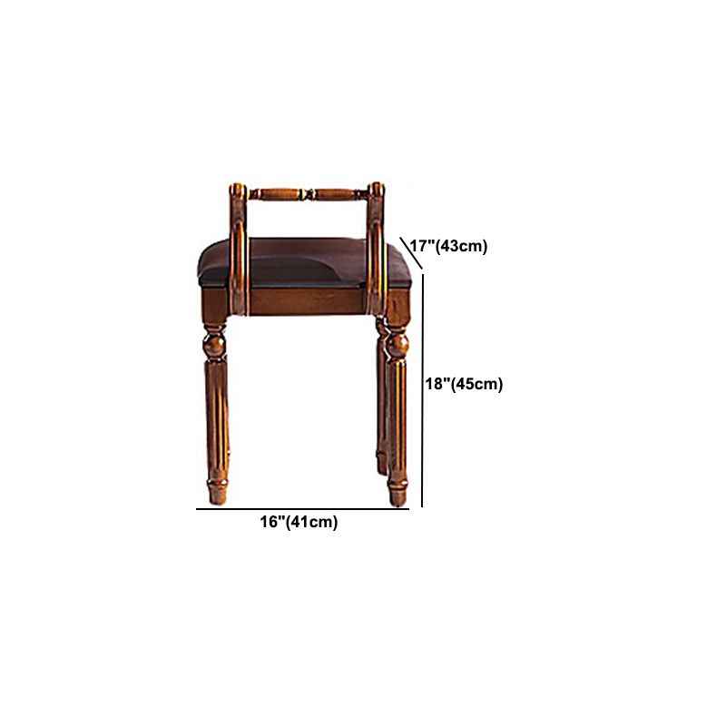 Brown Solid Wood Vanity Set with Stool Set 17.71" Wide Dresser with 2-Drawer