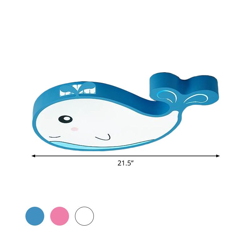 Whale Kids Room Ceiling Flush Mount Acryl Cartoon LED Flush Montage Beleuchtung in Blau/Weiß/Pink