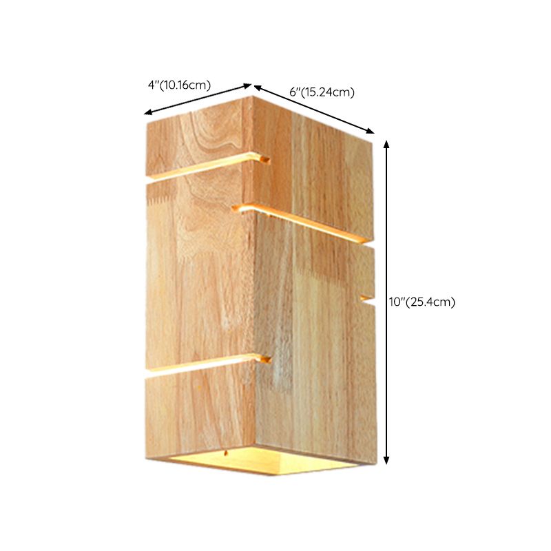 Wooden Shade Wall Lamp Modern Style Rectangle Shape Wall Mounted Lighting for Bedroom