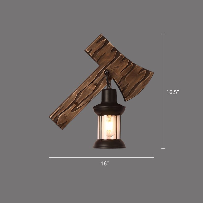 Braun geometrische Wandleuchte rustikales Holz 1-Licht-Restaurant Wandmontage Licht montiert