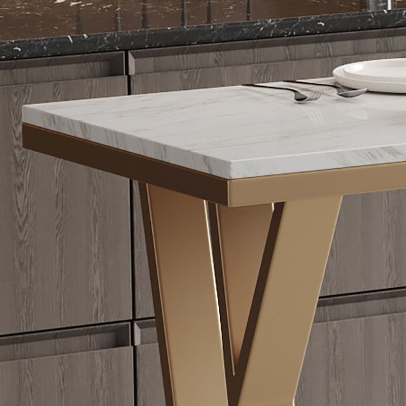 Metal Bar Table Rectangular Faux Marble Top Bistro Pub Table