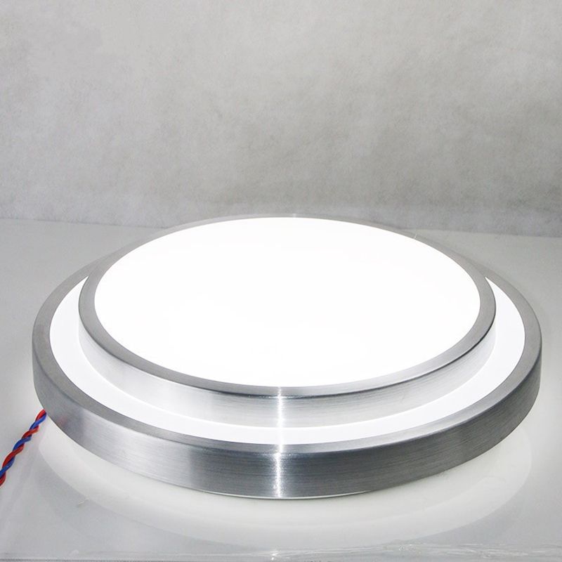 Luces de techo de montaje en superficie LED circulares de estilo moderno Luz de techo empotrada de aluminio en plata