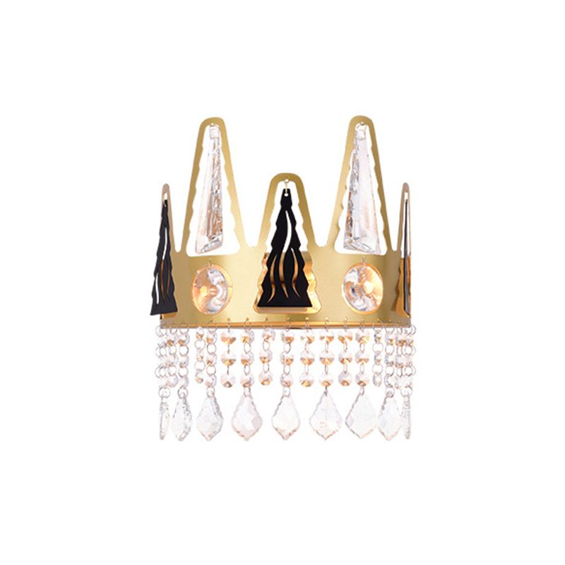 Iron and Crystal 2 - Light Wall Sconce Post Modern Wall Light in Gold and Clear