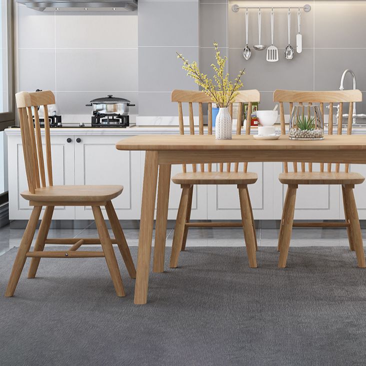 Modern Wood Table Set of 5/7 with Rectangle Table Dining Set with Winsor Chairs