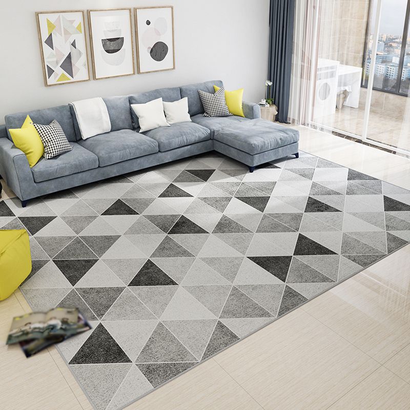 Multi-Colored Living Room Indoor Rug Contemporary Color Block Area Carpet Polyster Stain-Resistant Rug