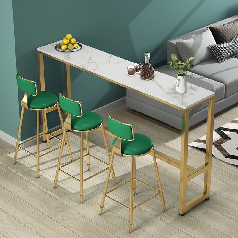 White Faux Marble Table Modern Style Bistro Bar Table for Living Room