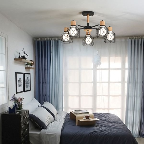 Käfigleuchter hungern hell einfacher Stil Holzdecke Anhänger Licht für Wohnzimmer