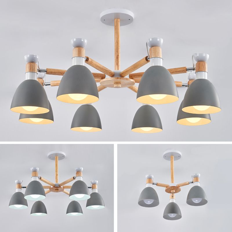Multi Light Cone Hangende kroonluchter moderne macaron -stijl metalen hangende lamp voor slaapkamer