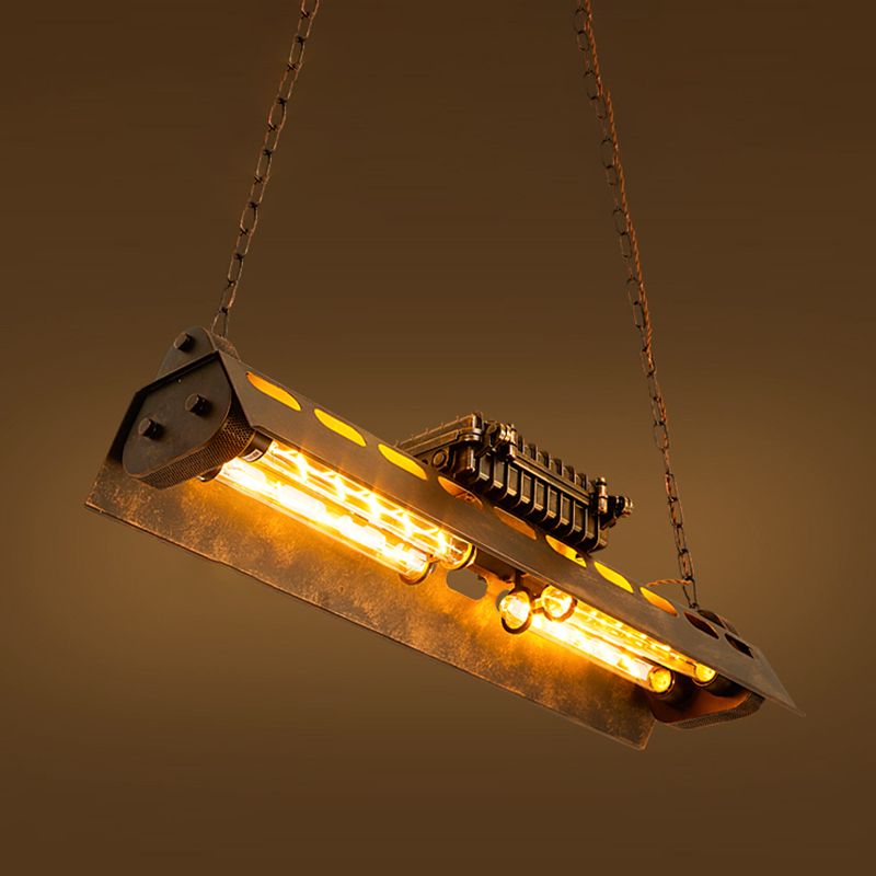Antique Bronze Iron Linear Island Ceiling Lights Industrial Hanging Lights for Dining Room