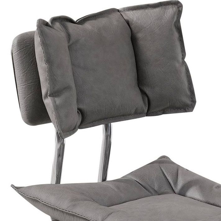 Scandinavian Metal Barstool Fabric Counter Stool with Chrome Base