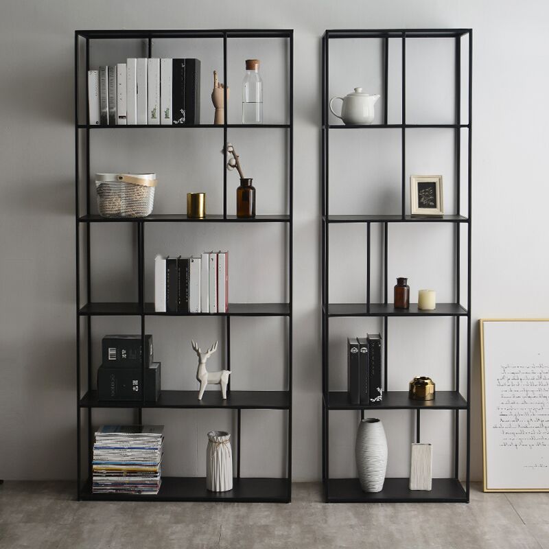 Metal Industrial Etagere Bookshelf Iron Iron Open Vertical Bookshelf for Office