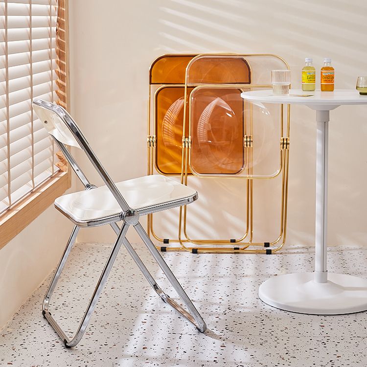 Sillas de comedor sin brazos plegables con respaldo abierto, silla lateral con patas de metal