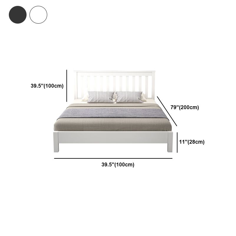 Modern Solid Color Open-Frame Bed with Rectangular Headboard