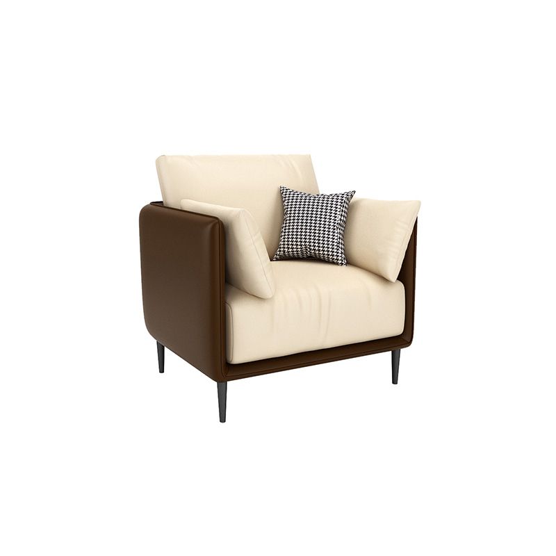 27.55" W Genuine Leather Modern Square Arm Sofa for Restaurant