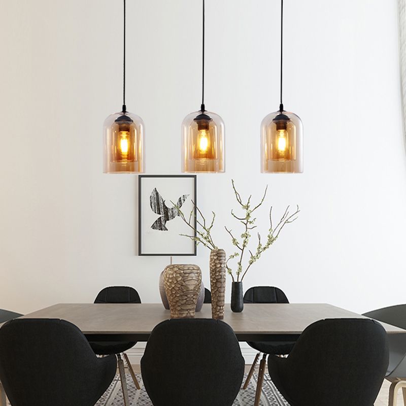 Glazen zwarte hanglamp in moderne creatieve stijl Iron Bell Hanging Lamp voor eetkamer