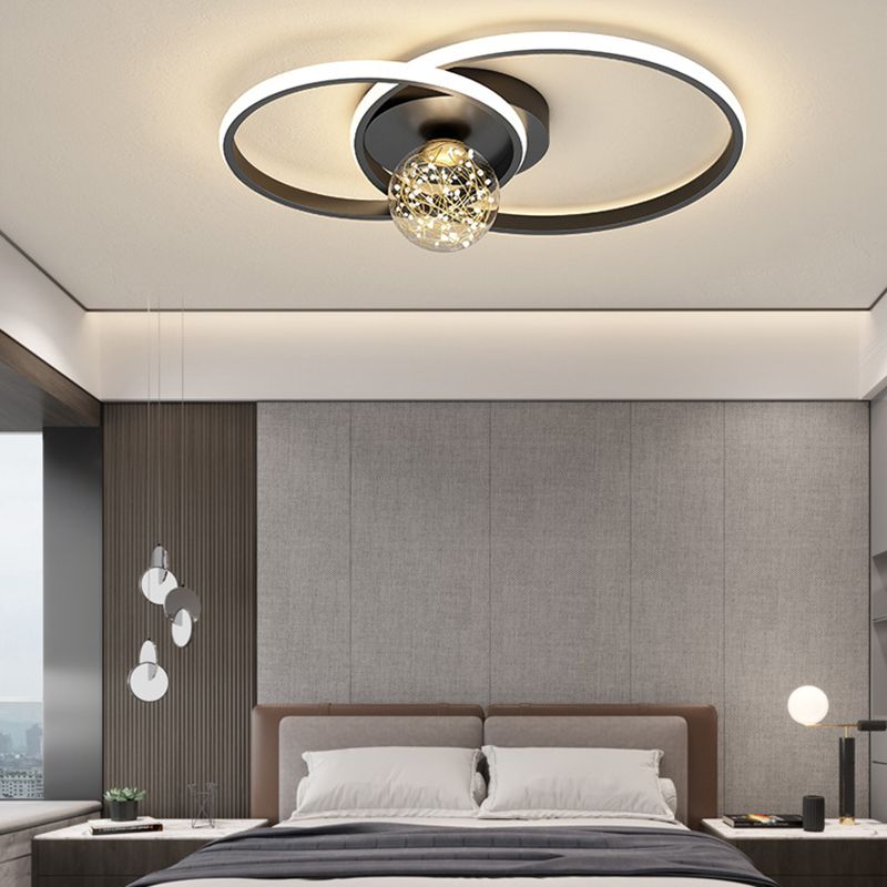 Plafonnier encastré multi-lumières à abat-jour rond de style moderne, noir