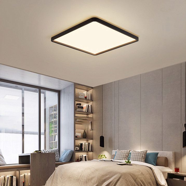 Acrylique simple rectangulaire LED plafonnier style nordique salon encastré noir luminaire