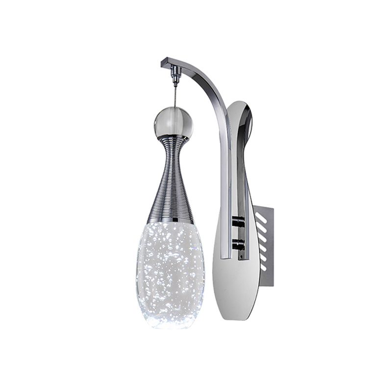 Chrome LED Wall Sconce Light Minimalisme Gend Crystal Teardrop Wall Éclairage