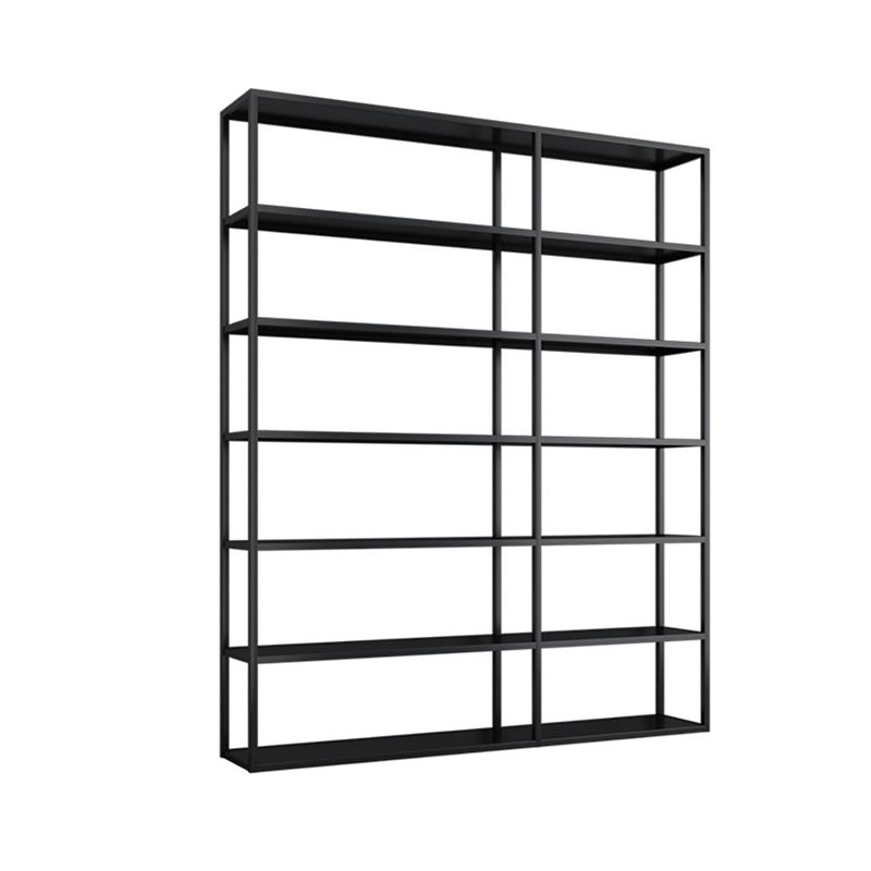 Contemporary Metal Bookcase Open Back Black Etagere Bookshelf