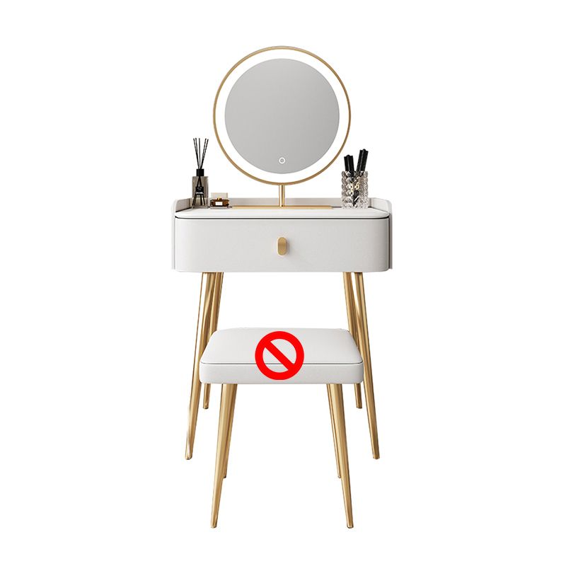 White Vanity with Makeup Table and Stool, 1/2 Drawers Dresser - 31.89" H