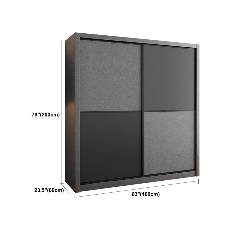 Grey Engineered Wood Wardrobe Armoire Modern Wardrobe Cabinet