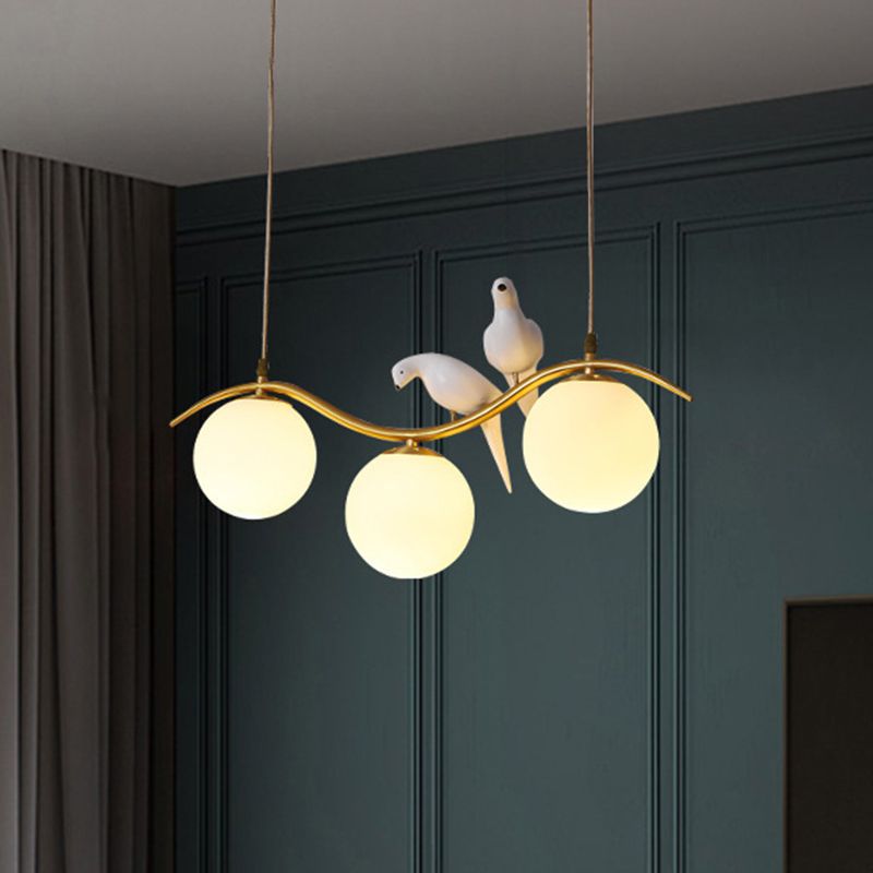 Industrial Style Globe Shape Island Lights Metal 3/4 Lights Pendant Light in Gold
