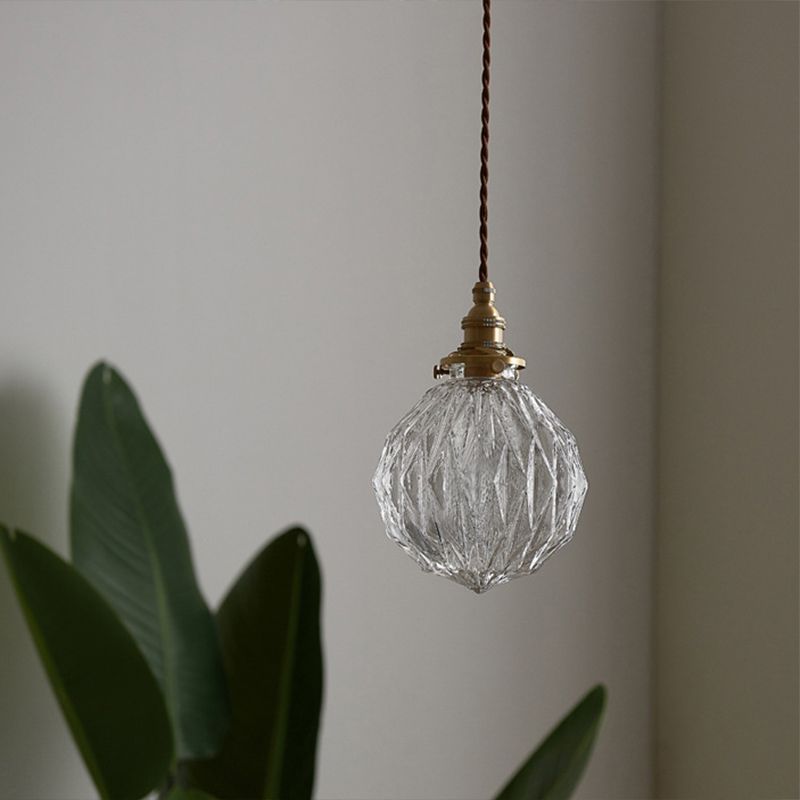 Clear Glass Globe Ceiling Light Industrial Single Restaurant Hanging Pendant Light