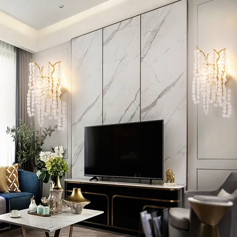 Glass Unique Shape Wall Lighting Modern Style 3 Lights Wall Light Sconce in Gold