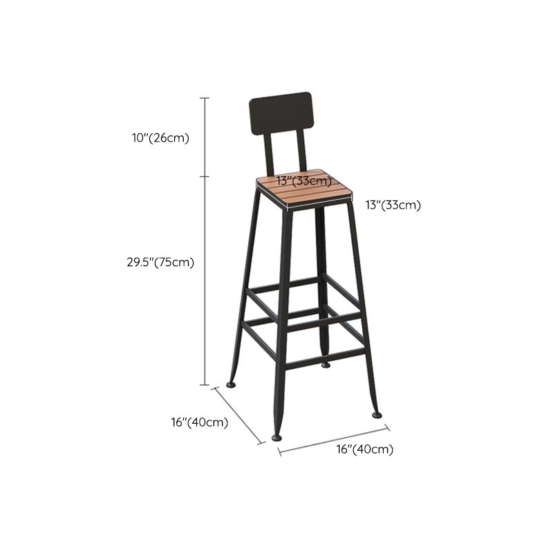 Contemporary Dining Stools Metal Low Back Bar Stools with Footrest