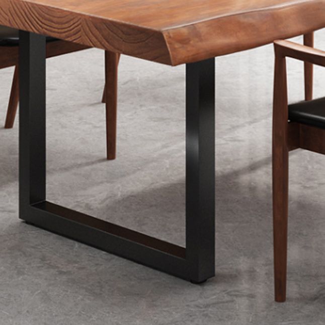 Pine Wood Top Dining Table Rectangle Table with Sled Base in Black