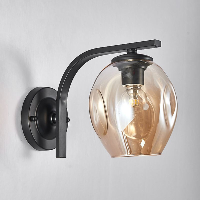 Black/Golden Lighting Contemporary Glass Shaded Wall Light for Room