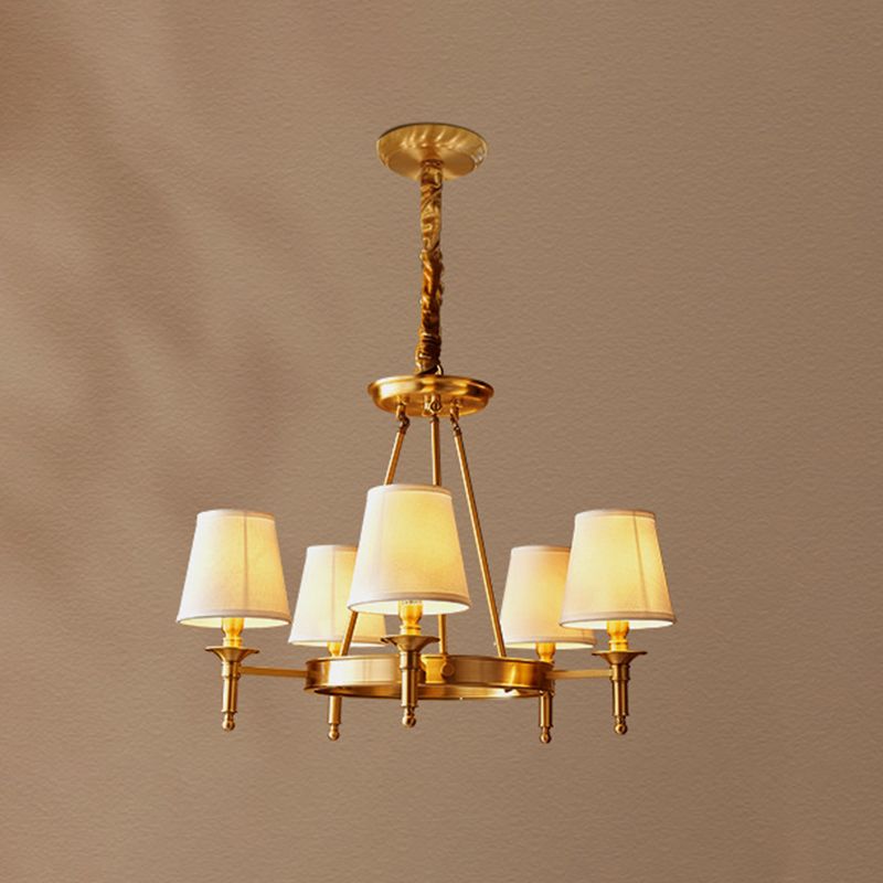 Gold Copper Pendant Light in Traditional Classic Style Fabrics Sputnik Hanging Light for Living Room