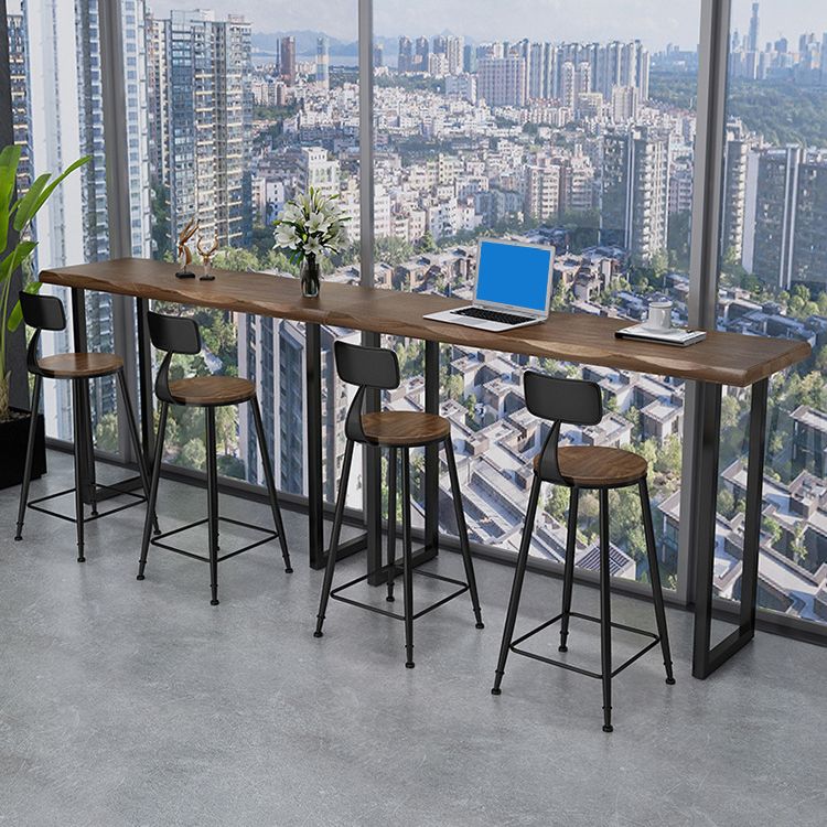 Industrial Solid Wood Bar Table Rectangle Bar Dining Room Table