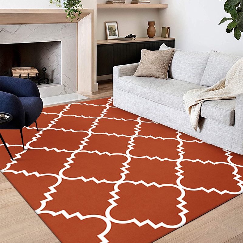 Blue Modern Rug Polyester Geometric Print Area Rug Easy Care Anti-Slip Rug for Drawing Room