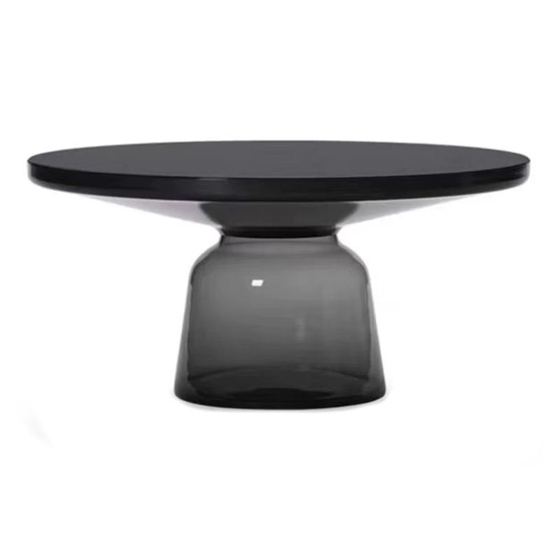 Pedestal Base Round Modern Style Glass Table with Coffee Table