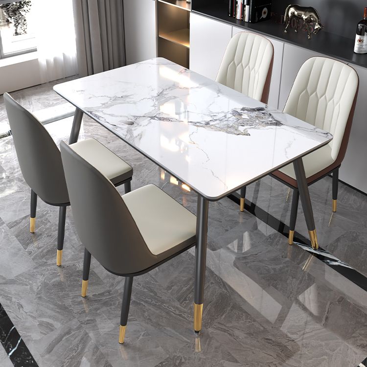 Contemporary Fixed Dining Room Table Set with 4 Legs Base Kitchen Dining Furniture