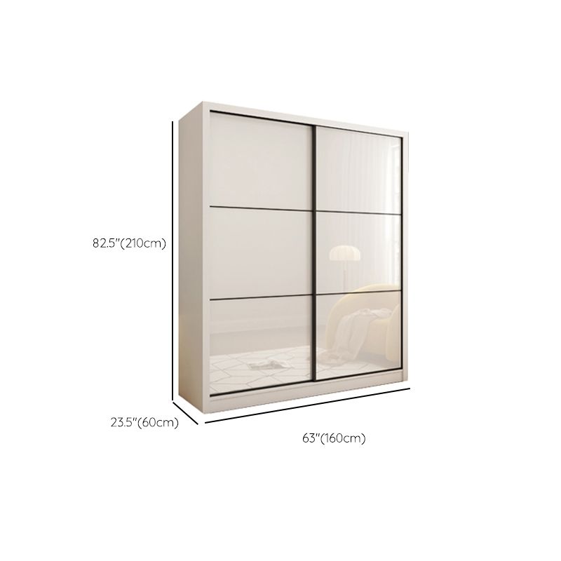 Sliding Wardrobe Closet with Shelves White Wooden Wardrobe Armoire