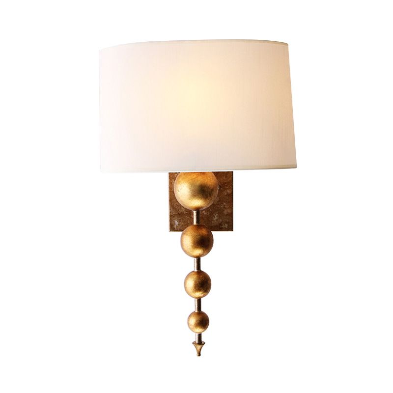 One Bulb Dining Room Wall Mounted Lamp Vintage Brass Sconce Light Fixture with Rectangle Fabric Shade