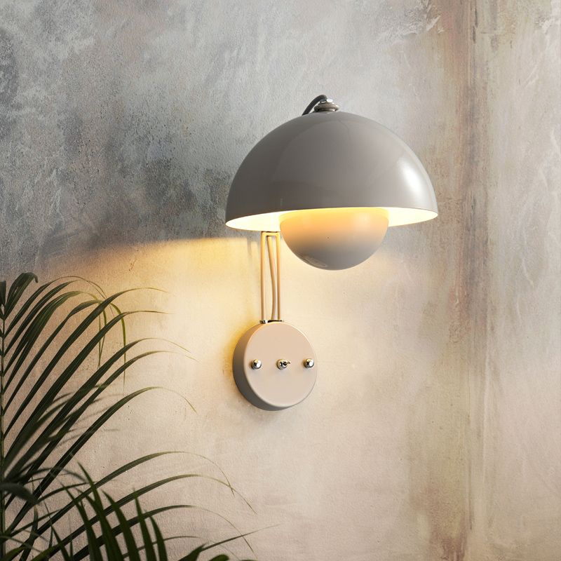 Dome Metal Wall Sconce Simple Macaron Style 1 Light Indoor Wall Mount Light Fixture