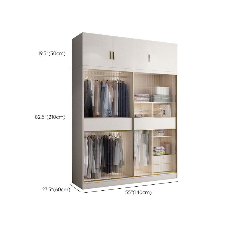 White Engineered Wood Wardrobe Closet Sliding Wardrobe Armoire
